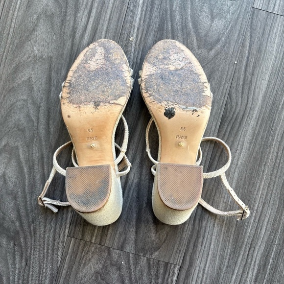 Revolve X Raye Limone Heel Natural Raffia Woven Block Heel Size 6.5 - Picture 8 of 10